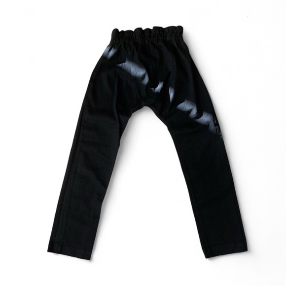 PIETSIE Drop Crotch Paper Bag Uzes Pant Black Harem Slouchy Slim Leg Crop XS - Picture 1 of 8